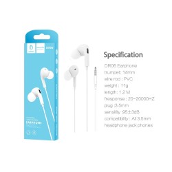DENMEN WIRE CONTROL EARPHONES DR06 WHITE DENMEN WIRE CONTROL EARPHONES DR06 WHITE